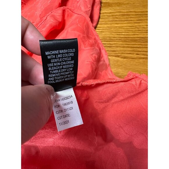 Torrid Blouse Harper Chiffon Clip Floral Pullover 3/4 Sleeve Sheer Coral Size 1X - Picture 10 of 11